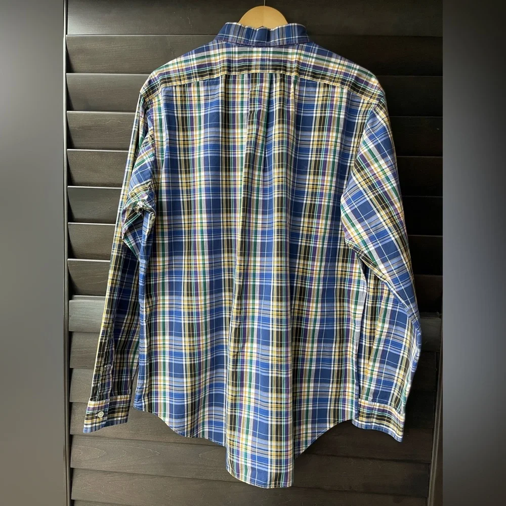 Ralph Lauren Men’s Large Plaid 100% Cotton Classic Fit Long Sleeve Button